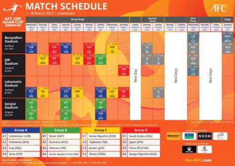 2024亚洲杯赛程时间表最新:2024年1月亚洲杯赛程？